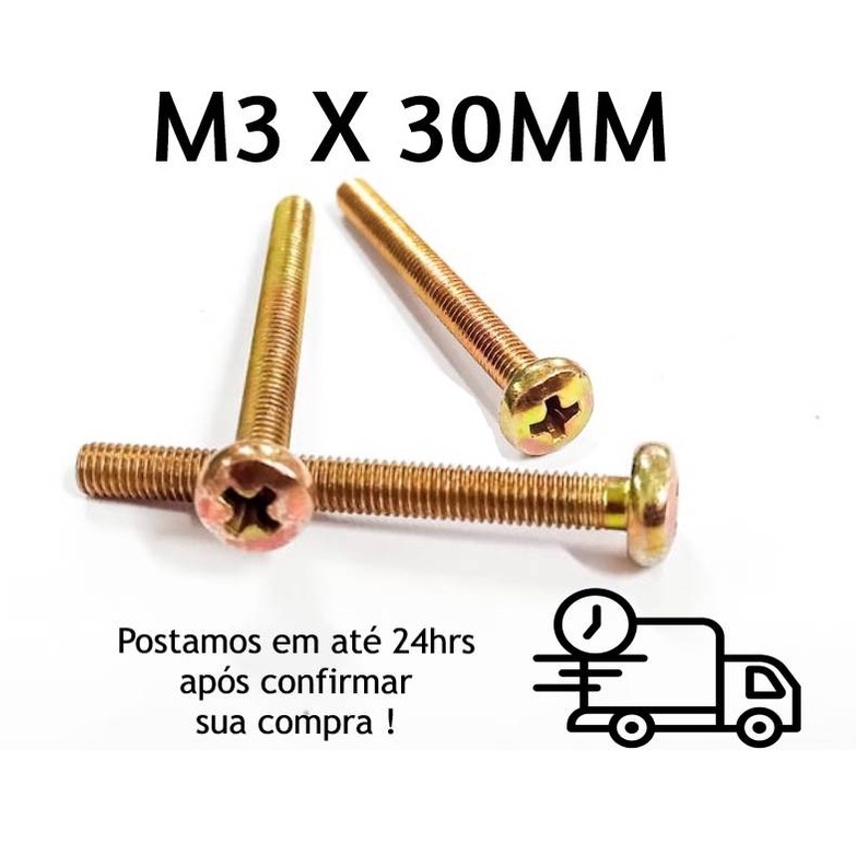 Parafuso Panela Phillips M3x30mm Bicromatizado