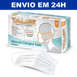 Máscaras TNT Triplas Com Elástico anvisa talge caixa com 50