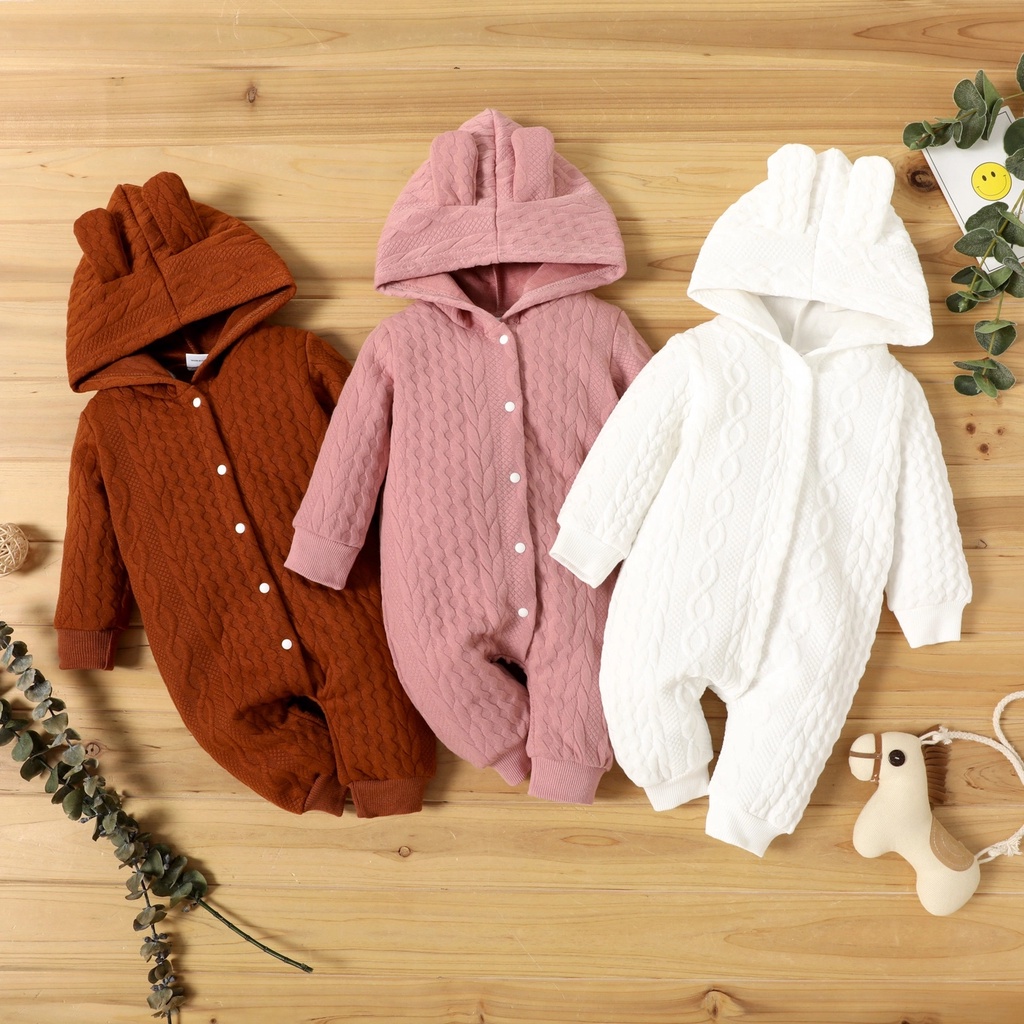 Cardigan Aconchegante Com Capuz Para Recém-Nascidos De 0 A 18 Meses , Macacão Sólido De Manga Comprida , Roupa Unissex D