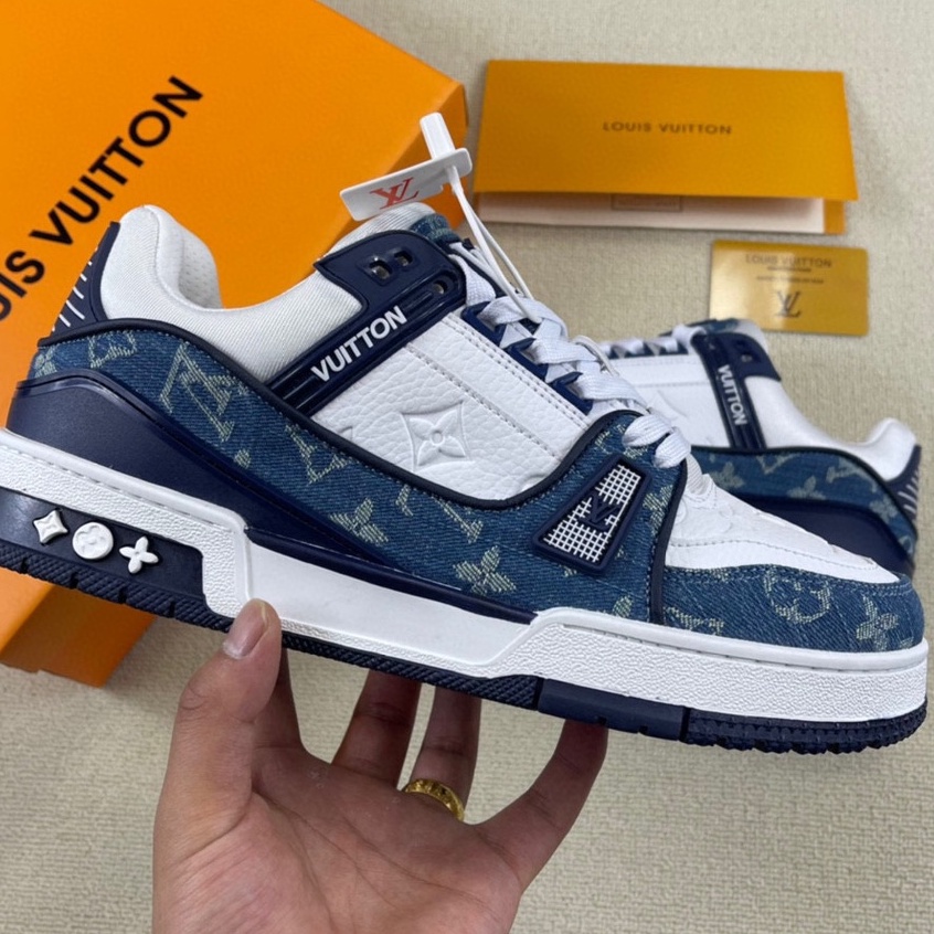 [Alta Qualidade] Venda A Quente Moda Louis Vuitton LV Trainer set Última Artesanal De Renda Da Sapatos De Prancha De Fundo Macio Confortável Tamanho 36-44