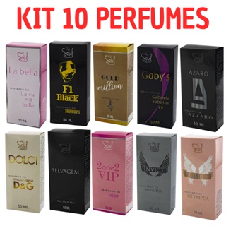 Kit 10 Perfumes Fragrâncias Importadas Masculino e Feminino Alta Fixação Sortidos