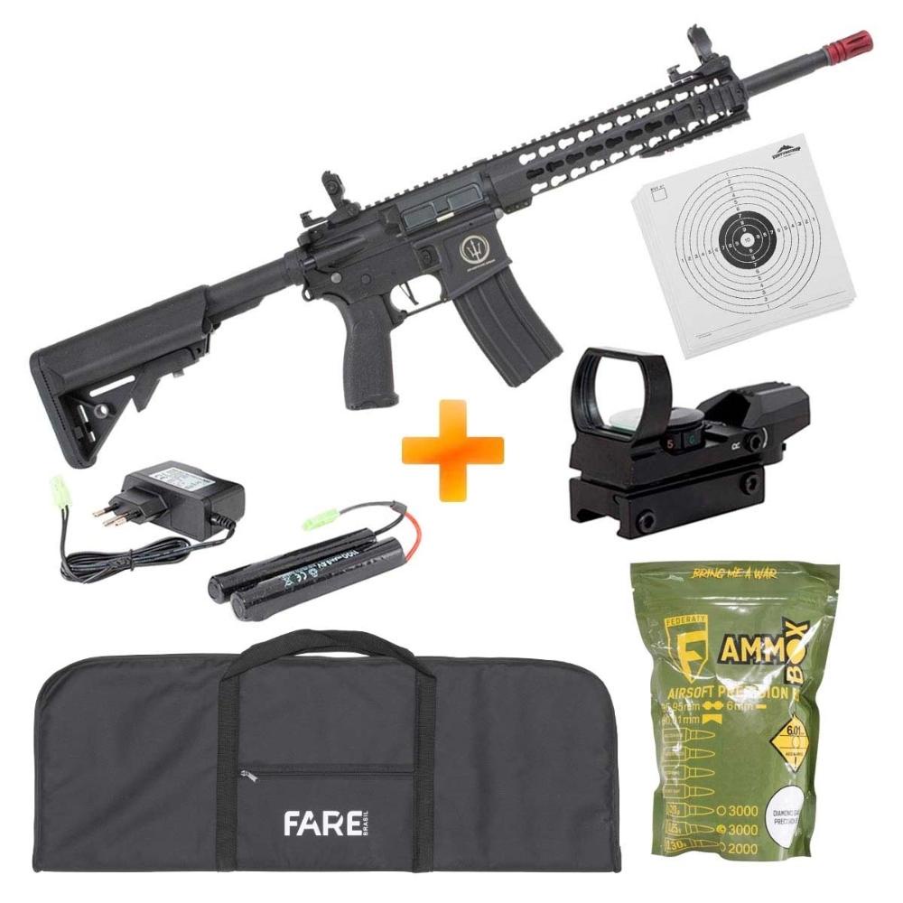 Rifle Aeg M4 Ar15 Neptune 10 Rossi + Red Dot + Capa + Bbs + Alvos ...