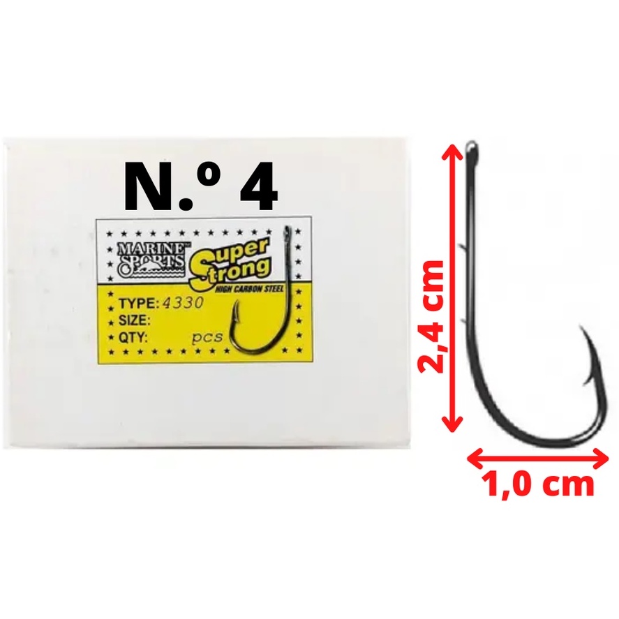 Anzol Para Pesca Super Strong 4330 Aço Nickel Caixa Nº 4 Com 100 Anzóis Marine Sports