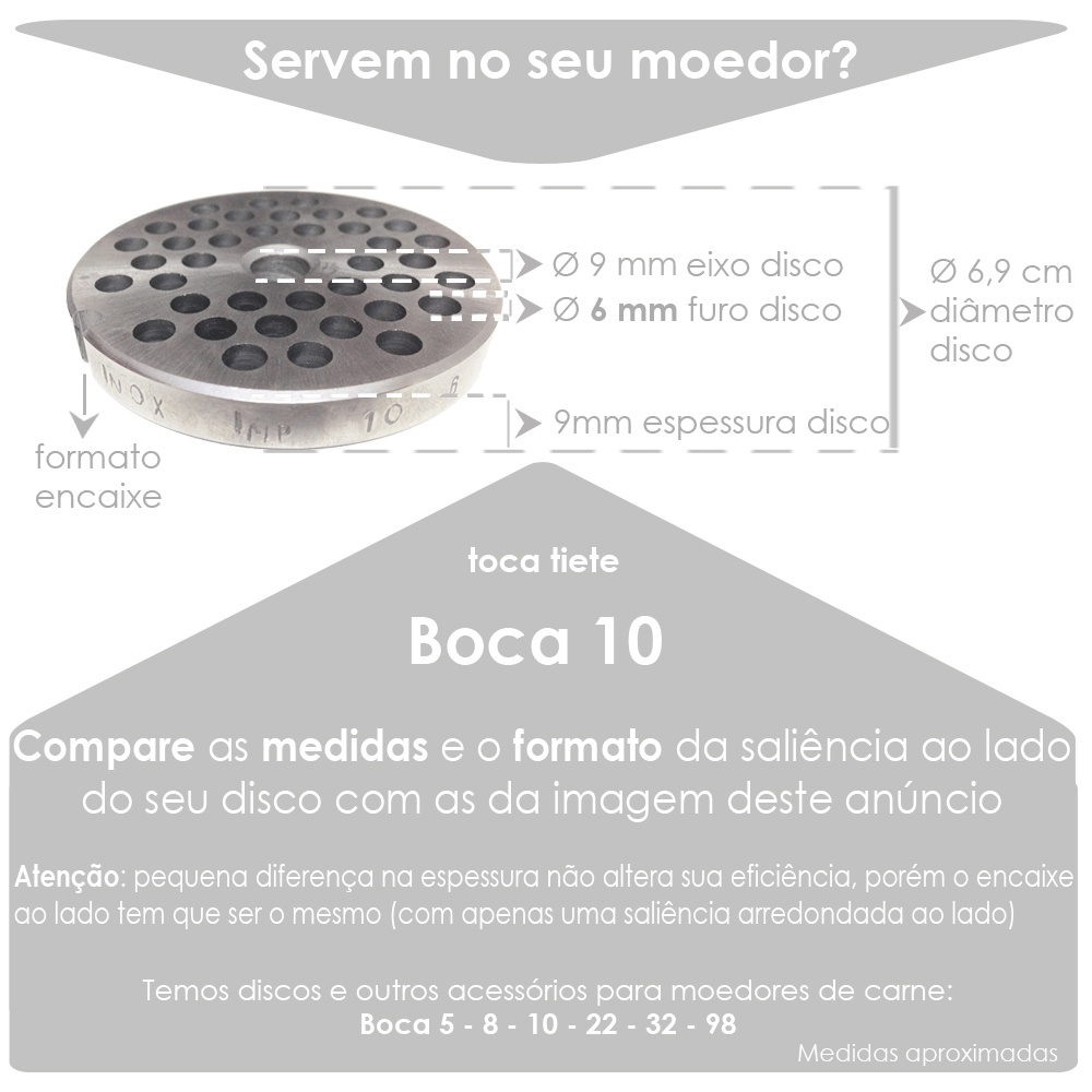 Disco Para Moedor De Carne Boca 10 - Aço Temperado