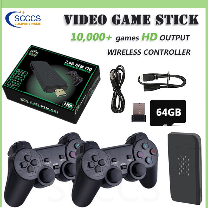 Video Game Stick 4K 10000 Games Console 64G Double Wireless Controller Game Stick M8 Plus Retro Games