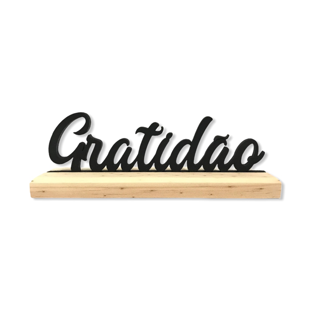 CDA Pedestal Gratidão Placa Mesa Pedestal Palavras Enfeite Decoração Madeira