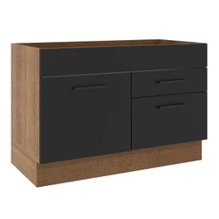 Balcão de Pia Cozinha 1 Porta e 2 Gavetas Rustic/Preto Agata Madesa