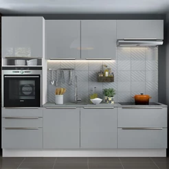 Cozinha Completa Madesa Lux com Armário e Balcão 6 Portas 5 Gavetas - Branco/Cinza