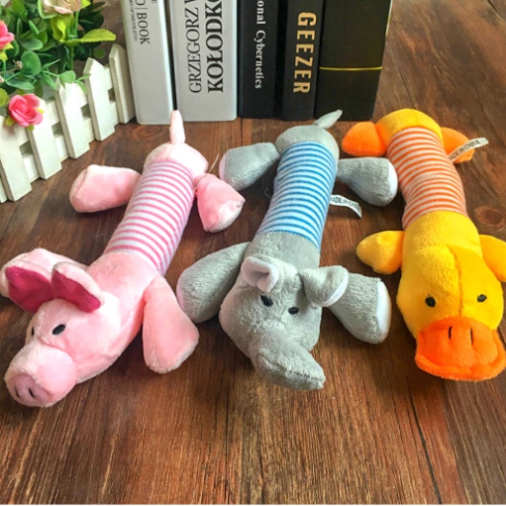 Brinquedo de Pelúcia para Cachorro Gato Pet Bichinho com Apito Som Elefante Pato Porco em Oferta na Shopee