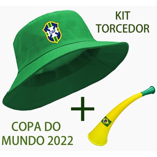 Chapéu Bucket Copa Do Mundo Brasil Símbolo Cbf kit Torcedor + corneta