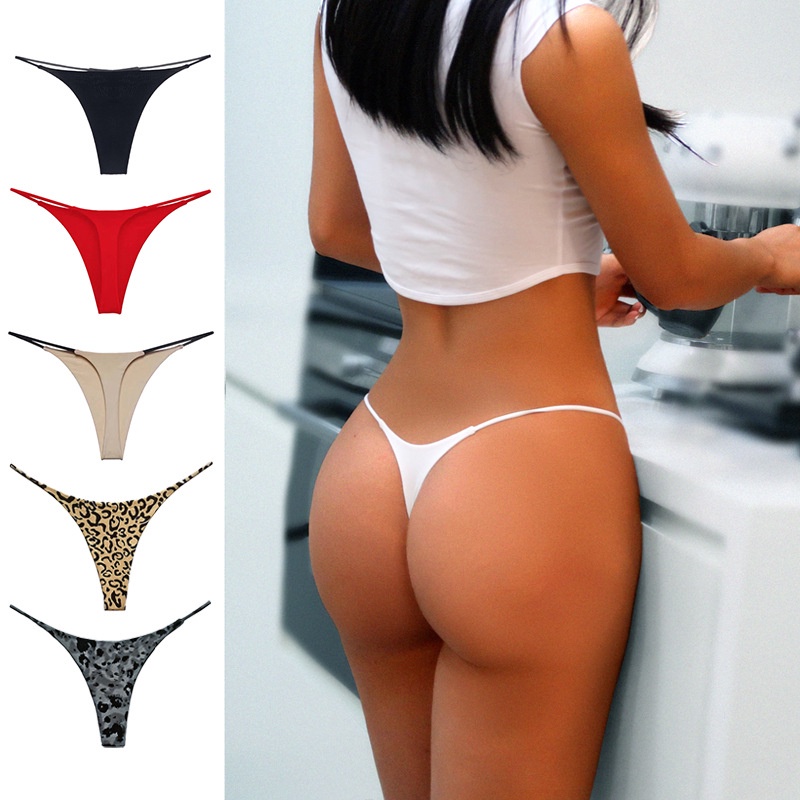 Tanga sexy Estreita Baixa Camada Biquíni De Algodão De Dupla Para Mulheres