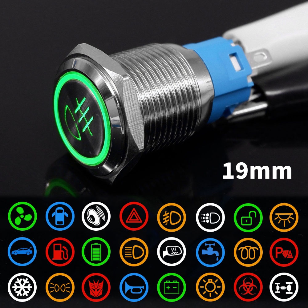 Interruptor De Botão De Pressão Metálico De 19mm Com Trava De Fios Painel De Escotilhamento Não Fixo ON OFF Para 12V 24V