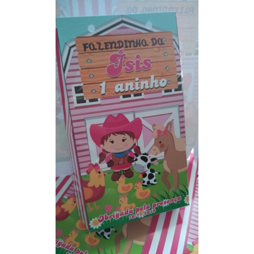 20 mini sacolinha surpresa 10x18 lembrancinha aniversário fazendinha menina