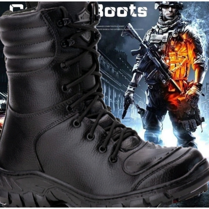 Coturno Bota Couro Legítimo Masculina Tático Militar Vigilante Palmilha Gel