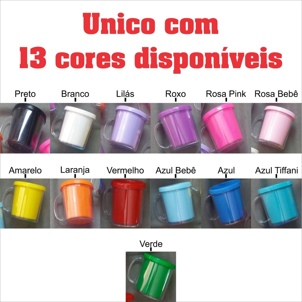 Caneca KIT 15 unidades porta foto rosca para personalizar 13 cores para escolher! em Oferta na Shopee