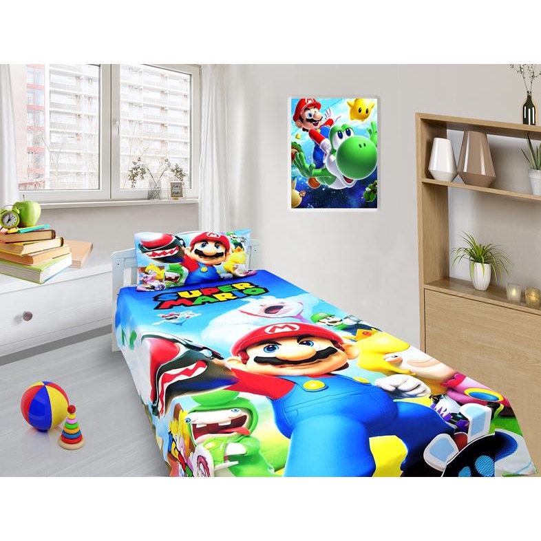 Jogo De Lençol E Fronha Mario Bros Kit 2pçs, Cobreleito