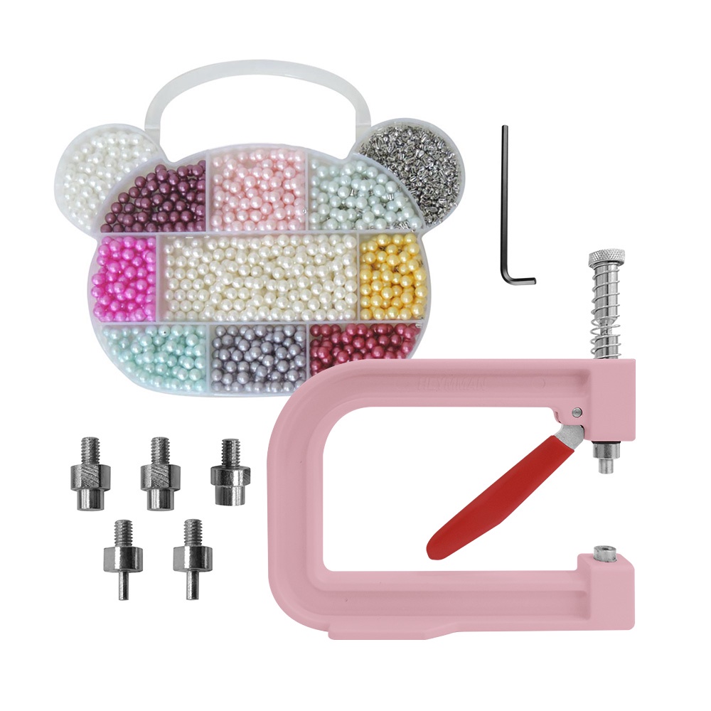 Kit Aplicador de Pérola Com Matrizes + 1100 Pérolas Completas 6mm em 10 Cores Com Rebites em Oferta na Shopee