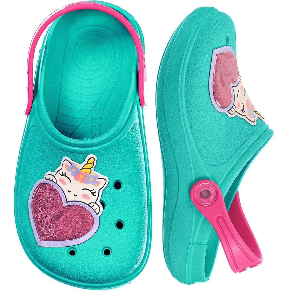 Babuche Infantil Sandália Feminina Menina Bebe Criança Calce Fácil Antiderrapante Borracha Unicórnio Coração Colorido em Oferta na Shopee