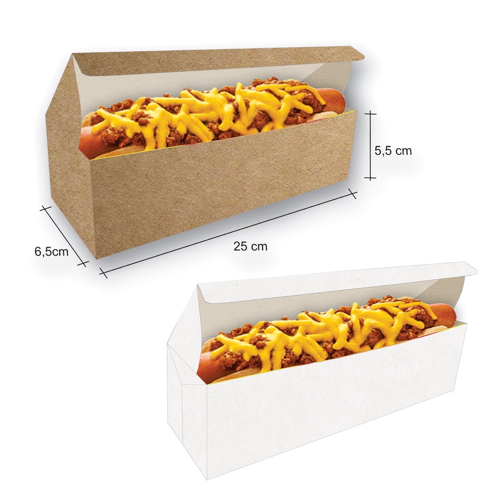 Caixa Embalagem Hot Dog Delivery - 25cm / 100UNID - BRANCA E KRAFT em Oferta na Shopee