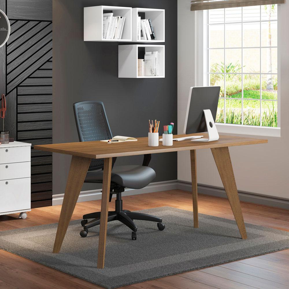 Mesa Madesa Retangular para Escritório com Tampo de Madeira 5319 - Home & Living