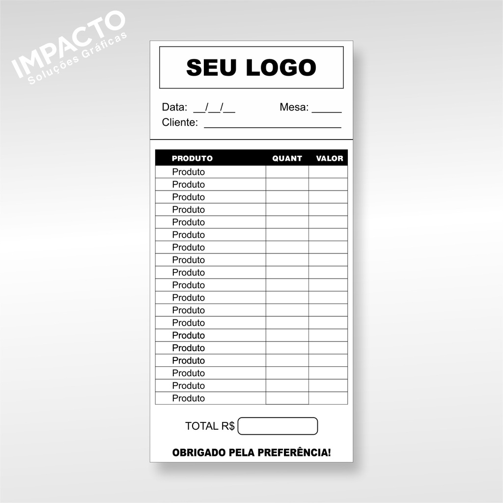 Comanda Personalizada 1000 folhas 15cm Lanchonete Restaurante em Oferta na Shopee