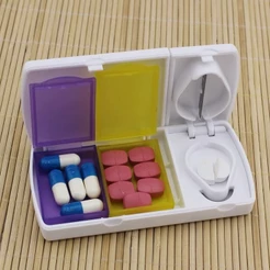 Porta Remédios E Cortador De Comprimidos Com 2 Divisórias