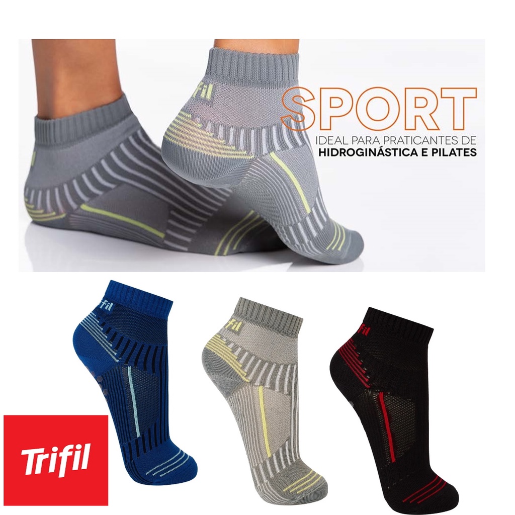 Kit 3 Pares Meias Trifil T06037 Hidroginástica Pilates Promoção Antiderrapante Original Nota Fiscal