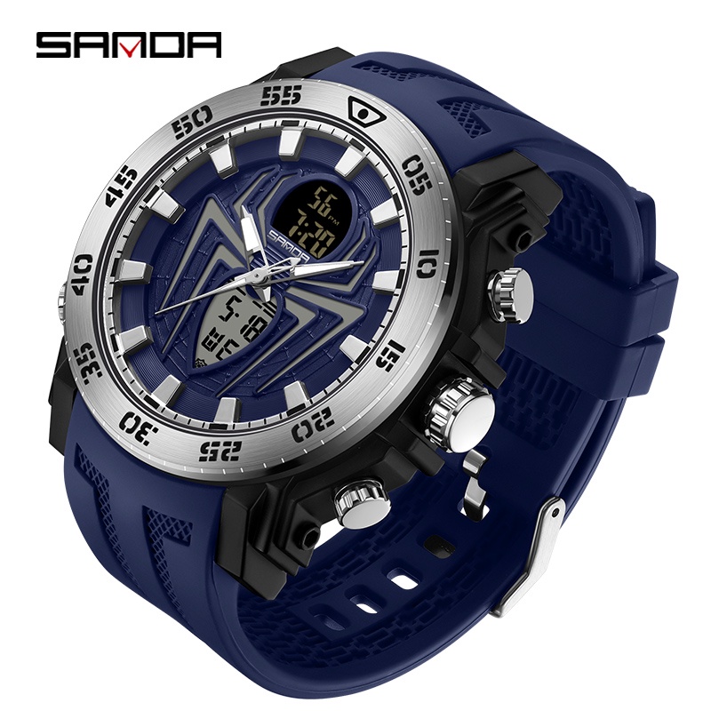 Sanda Original Multi-Display Discador De Aranha Movimento Quartzo Relógio Eletrônico Casual De Luxo À Prova D'água Sd611-19