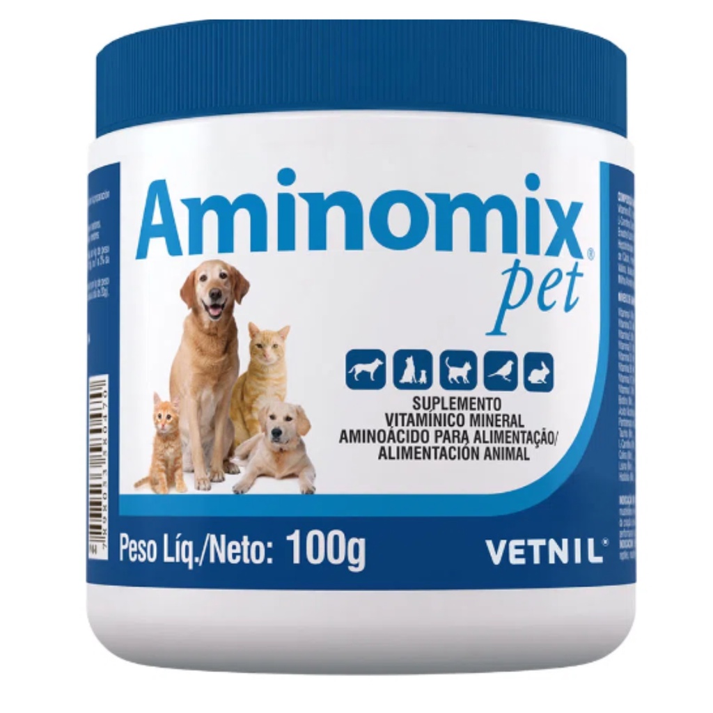 Aminomix Pet Mni 100 g - Suplemento Complexo Vitamínico - Vetnil Cães Gatos Aves Cachorros em Oferta na Shopee