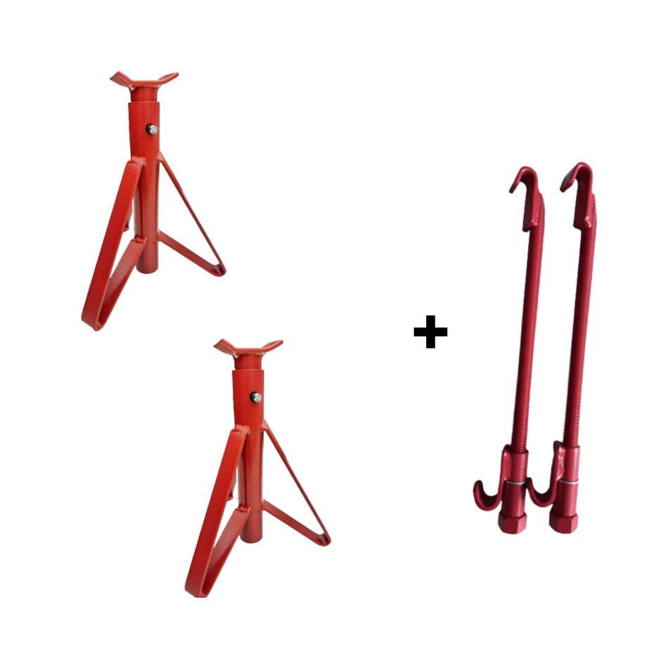 Kit 2 cavalete automotivo + Encolhedor de molas universal