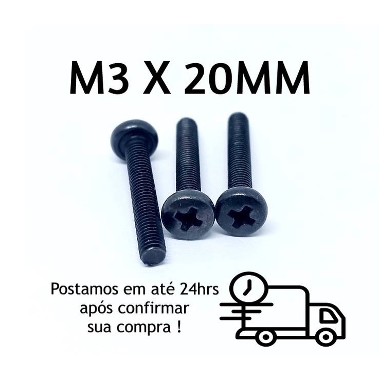 Parafuso Panela Philips M3 x 20mm Oxidado Preto