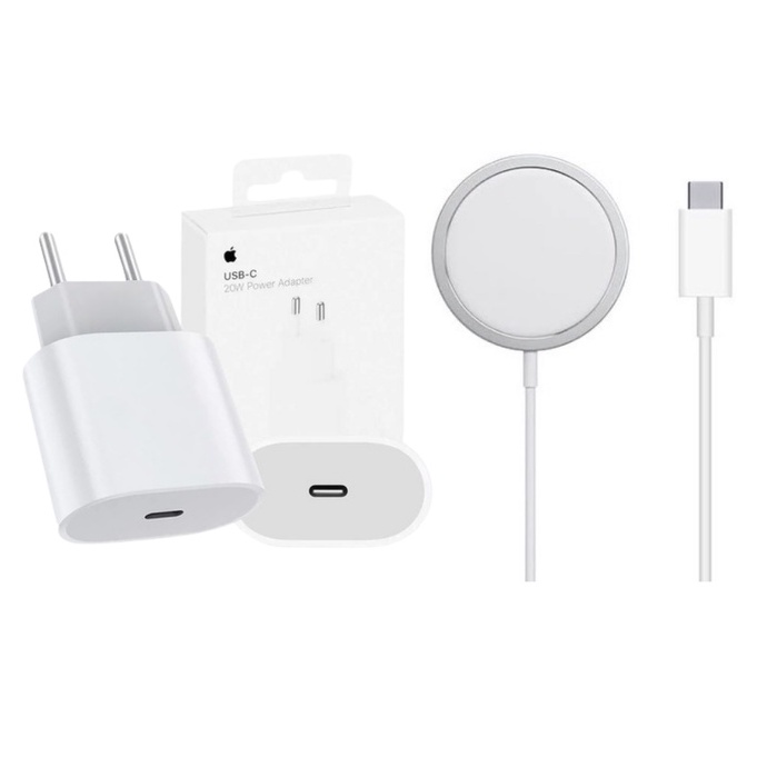 Carregador Magsafe Magnético Sem Fio indução Para IPhone + Fonte Carregador Turbo Para iPhone 20W