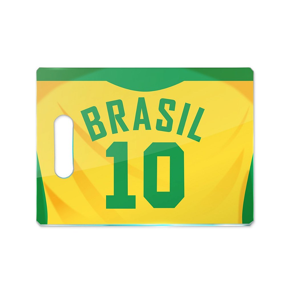 Tábua de Carne de Vidro 35x25 - Camisa do Brasil Amarelo - Copa do Mundo Seleção Brasileira