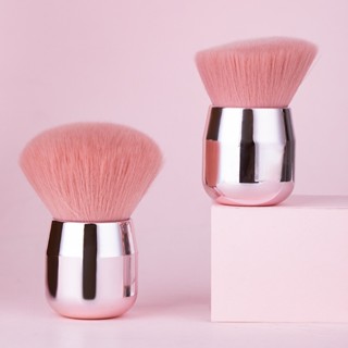 Pincel Facial p/ Maquiagem Kabuki Pó Blush Base Rosa Grande