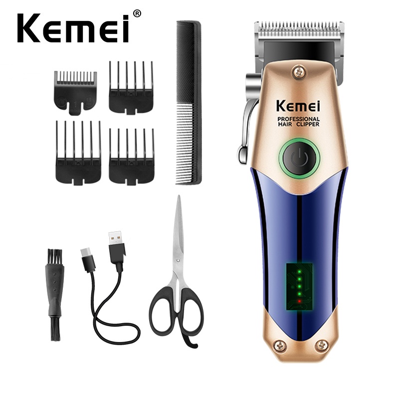 Cortador De Cabelo Elétrico Kemei USB Para Homens Adultos Crianças Sem Fio Recarregável Máquina De Barbearia Profissional em Oferta na Shopee