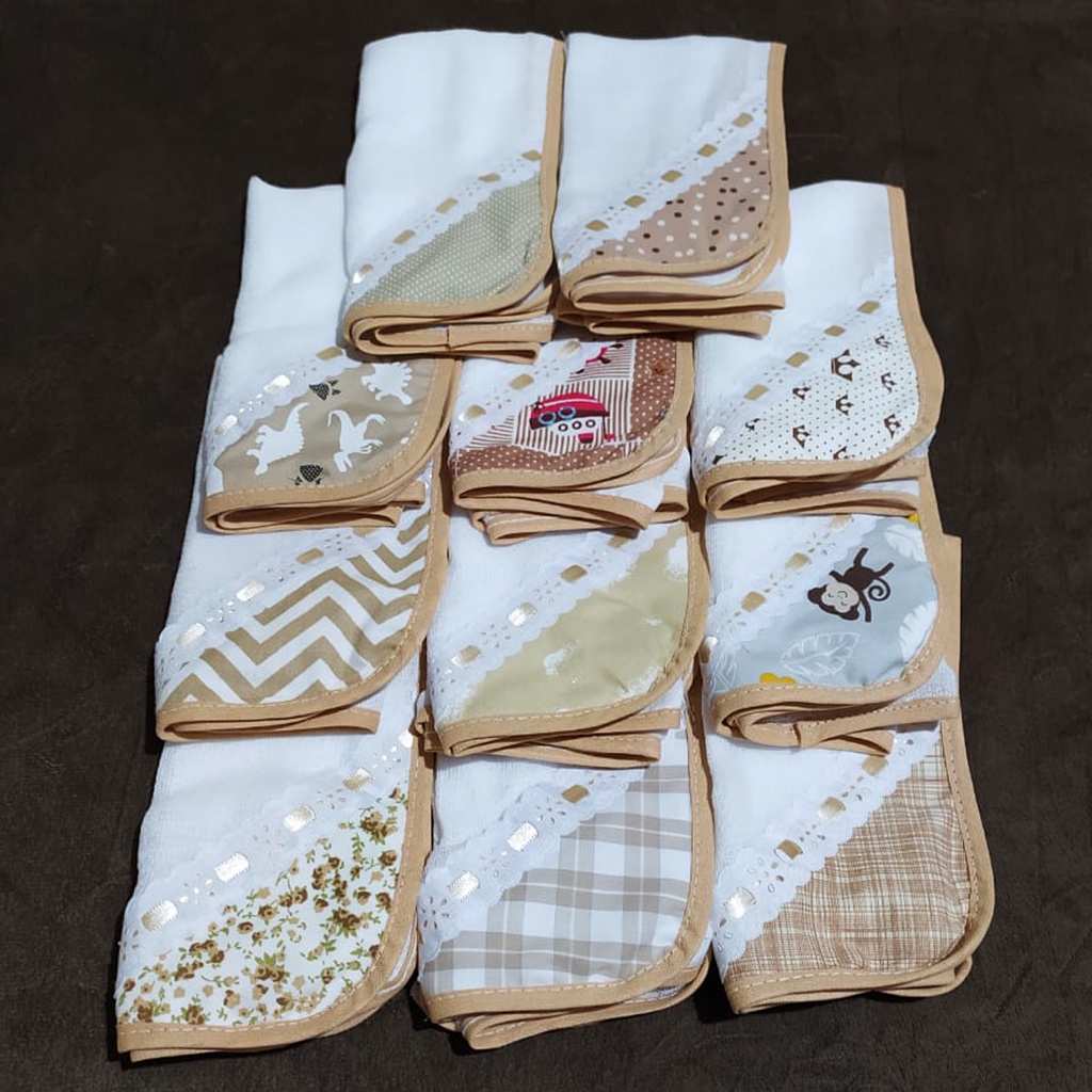 Kit 6 Pano de Boca Bebe Fralda de Boca Bebê Dupla Camada Luxo Cáqui 100% Algodão 35x35 cm Menino Menina Unissex em Oferta na Shopee