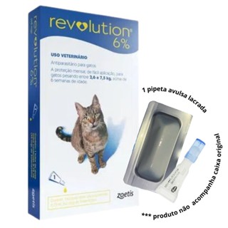 Revolution 6% Antipulgas e Carrapatos para Gatos de 2,5 a 7,5 kg (45 mg) - 1 pipeta AVULSA LACRADA