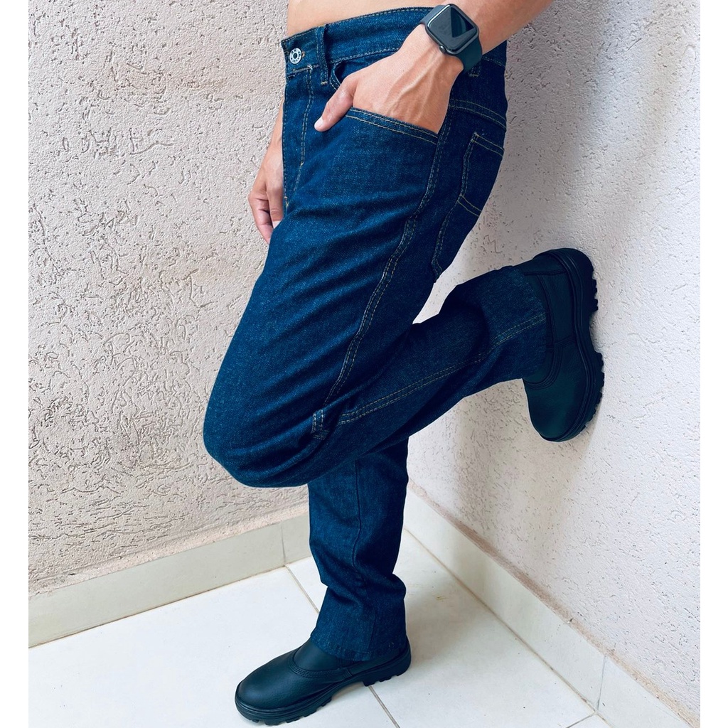 JEANS RETO COM COSTURAS DENIM – Noon