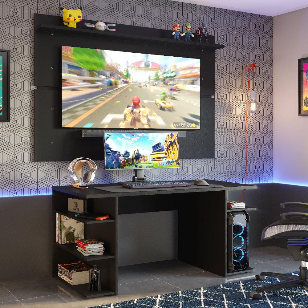Mesa para Computador Gamer e Painel TV Madesa - Preto - Home & Living