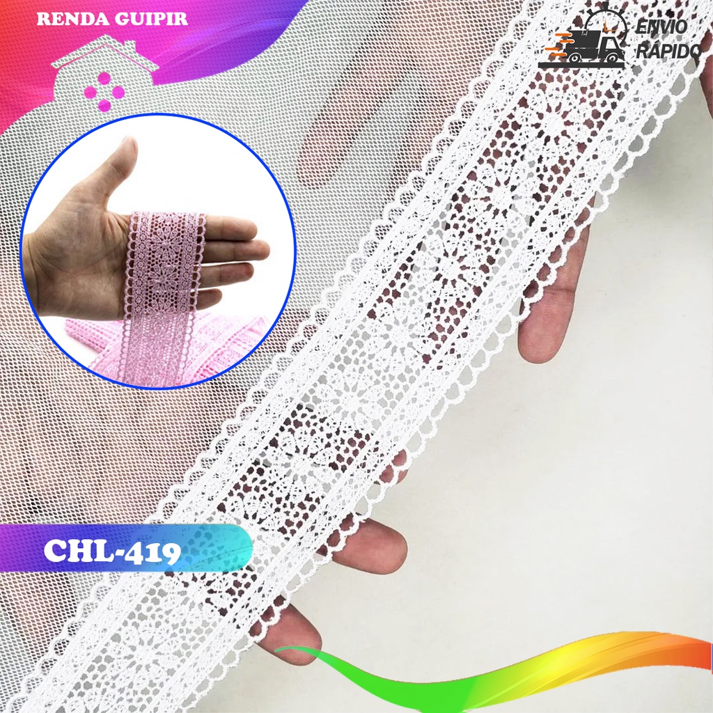 Renda Guipir CHL-419 Entremeio 4.0 Cm - Rolo C/13.7 Metros