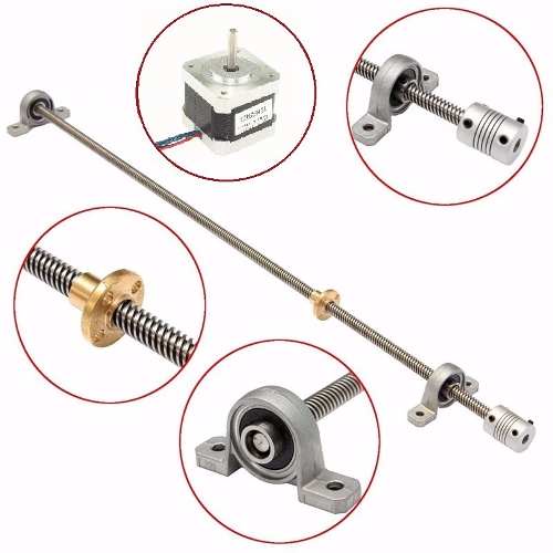 Kit Fuso Tr8x500+ 2 Mancal Kp08+ Acopla 5x8+ Nema17 4,28kgf