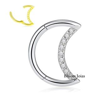 Piercing Lua Articulada Clicker Titânio com Zircônias Orelha Daith Helix