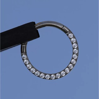 Piercing argola cravejada com zircônias em titânio varias cores segmento articulado conch, helix, septo, daith