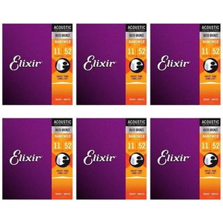 6 Pçs/Conjunto Elixir Cordas Acústicas Para Violão 0,10 Revestimento 80/20 Bronze NANOWEB Personalizado Luz 011-052 11027 11052 16002 16027