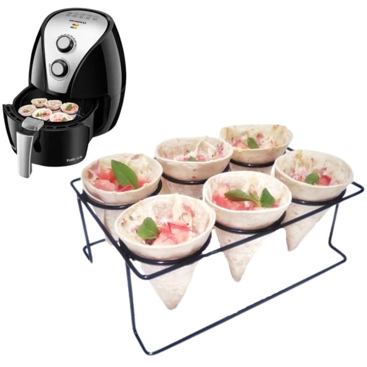 ConeFácil- Suporte Cone Massa Wrap- Rap10- Pastel- Acessório Air Fryer, Forno Eléctrico, Convencional, Fritadeira de Ar