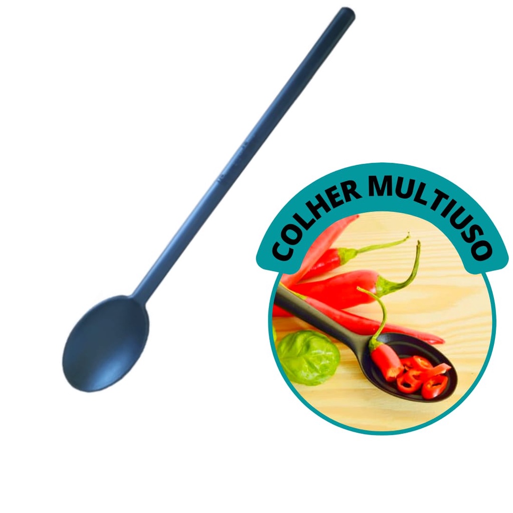 Colher Funcional Multiuso Nylon Sucos Drinks Alimentos Molhos 31cm