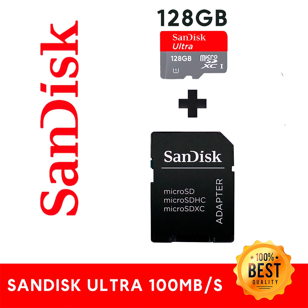 Cartão de Memoria Salva Imagens Videos Fotos Compativel Câmera Celular 128 Gigas SanDisk Acompanhado de Adaptador SD MicroSD 100% Original