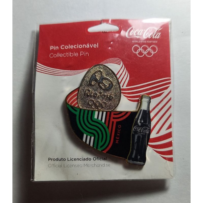 PIN Oficial Coca-Cola Olimpiadas Rio 2016 - México. Elimatec Moedas Antigas.