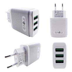 Carregador Celular 3 Entradas USB Fonte Tomada 5.1A Turbo Rápida SEM CABO
