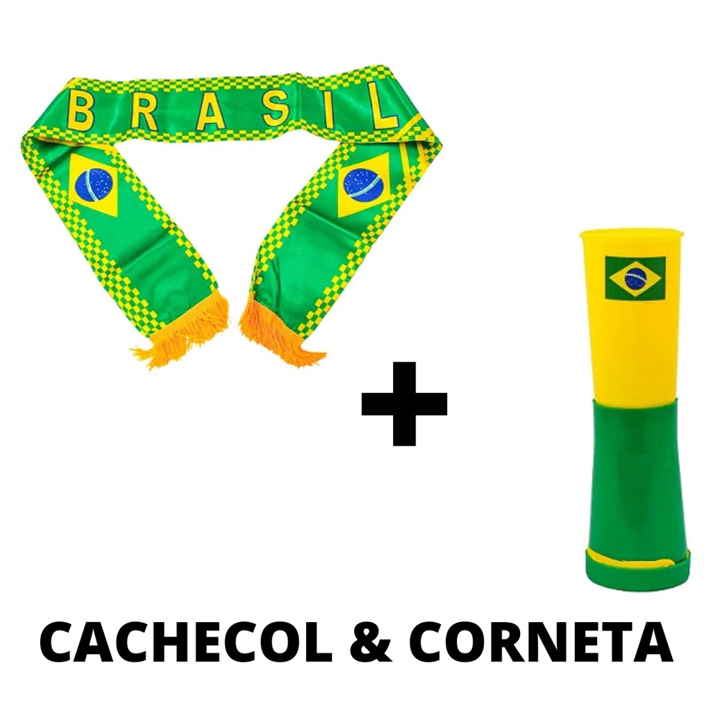 Kit Cachecol Brasil Copa do Mundo E Corneta | Shopee Brasil